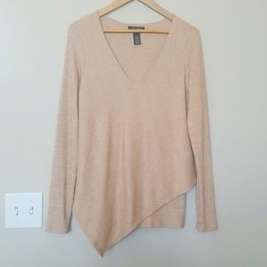 WHBM Sparkly Metallic Asymmetric Top, Layered, Gold, Champagne, Large